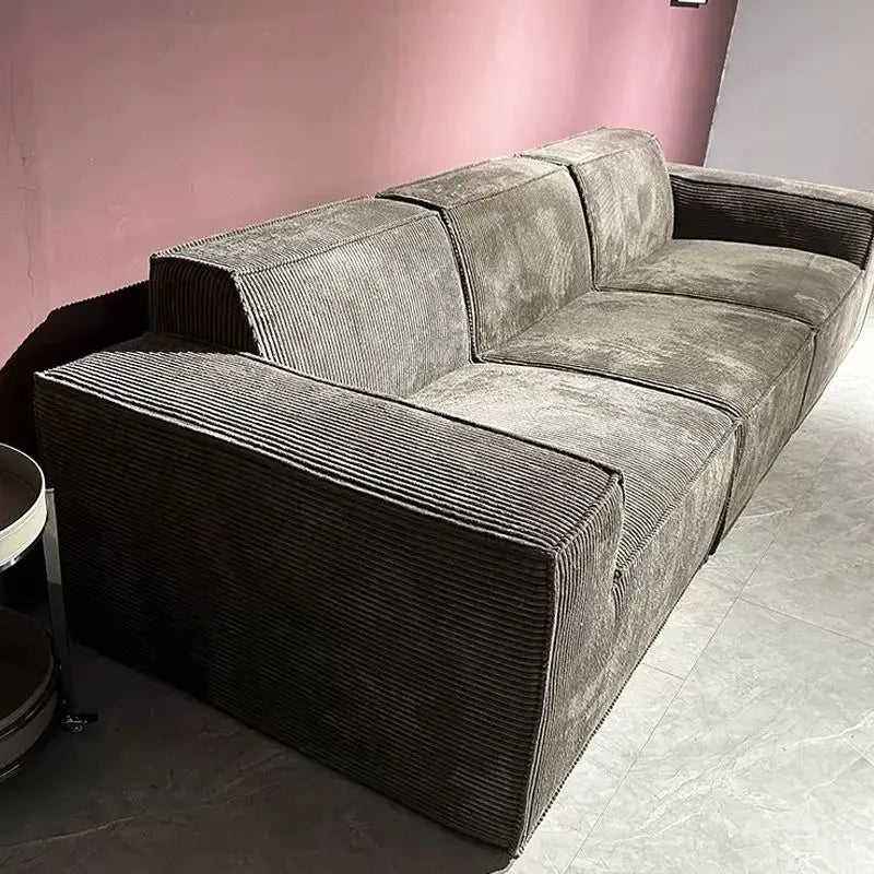 Nordic Light Luxury Style Corduroy Material Living Room Sofa Hotel Vacuum Compression Sofa Sponge Filling Multi-Person Sofa