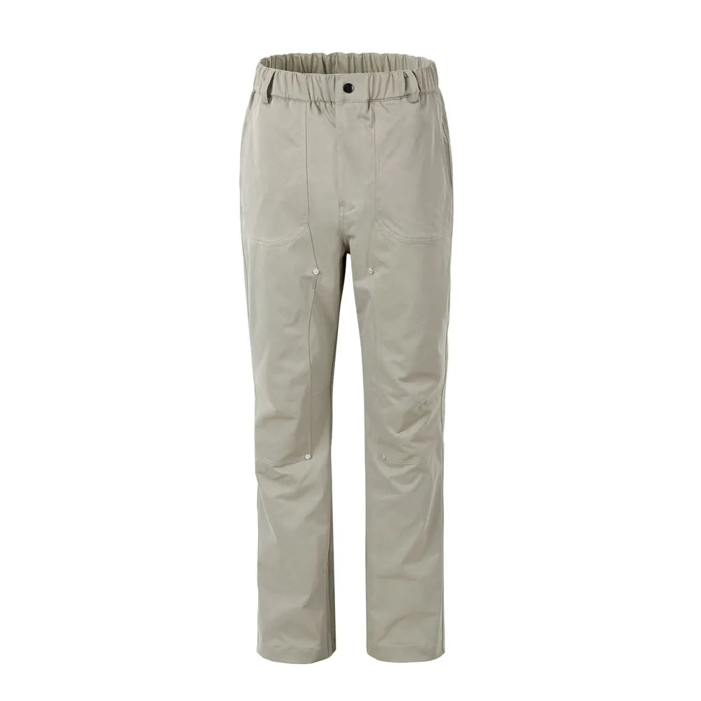 Solid Color Spliced Carpenter Pant Mens Double Knee Safari Style Elastic Waist Loose Cargo Pants Men Trousers