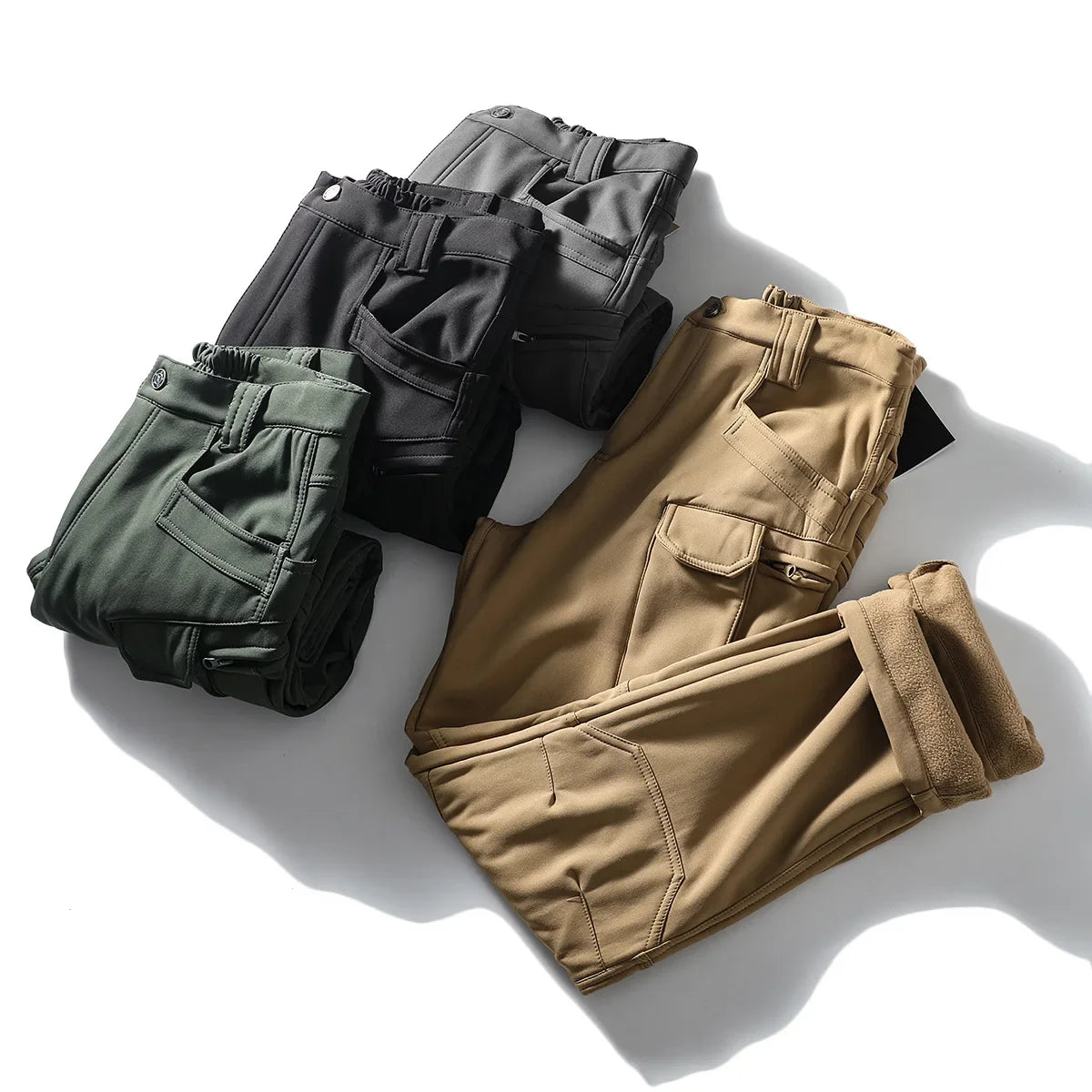 Hot Knee Double Layer Thickened Winter Men Multi Pocket Camouflage Waterproof and Windproof Assault Pants