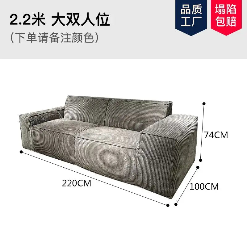 Nordic Light Luxury Style Corduroy Material Living Room Sofa Hotel Vacuum Compression Sofa Sponge Filling Multi-Person Sofa