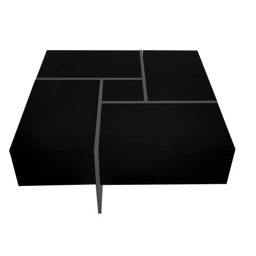 Unique Coffee Table With 4 Hidden Storage Compartments (Black)