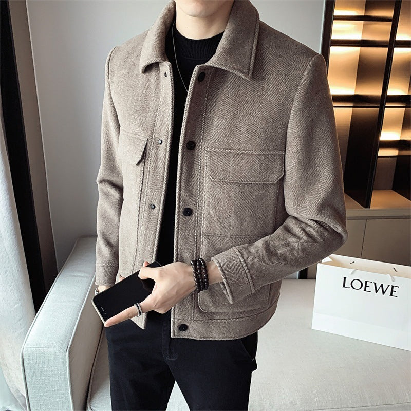 Men's Winter Woolen Lapel Short Coat