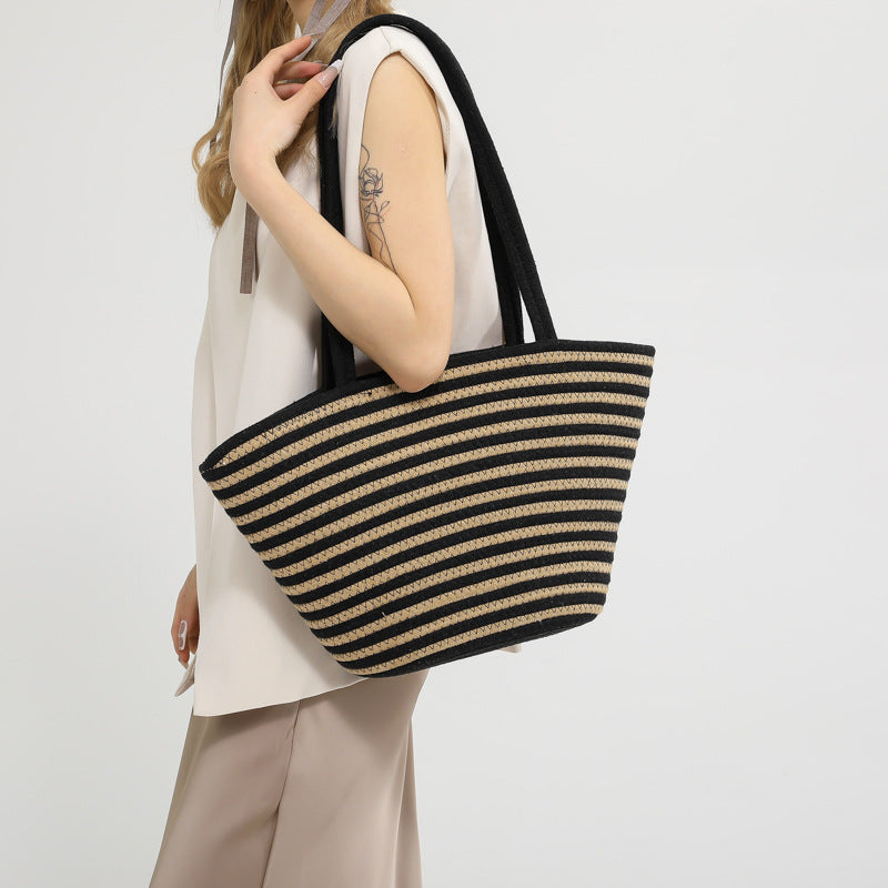 Spring Colorblock Straw Bag