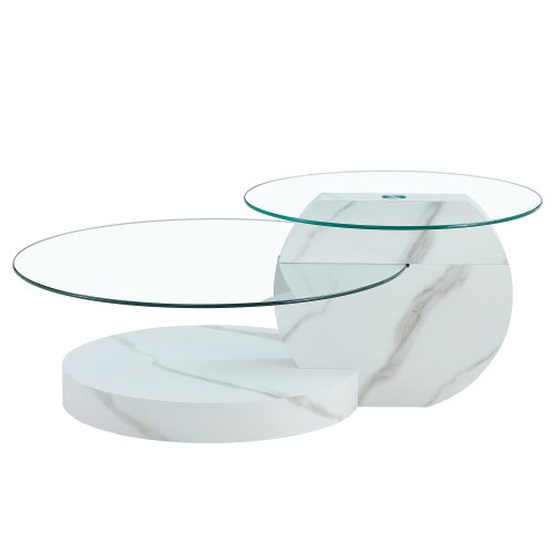Modern and Practical Double-Layer Round Glass Tabletop.