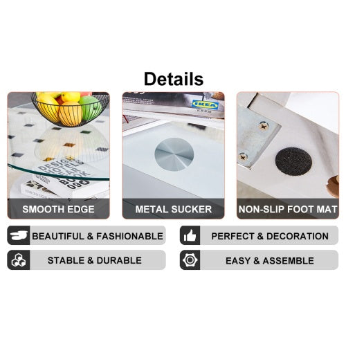 Modern and Practical Double-Layer Round Glass Tabletop.