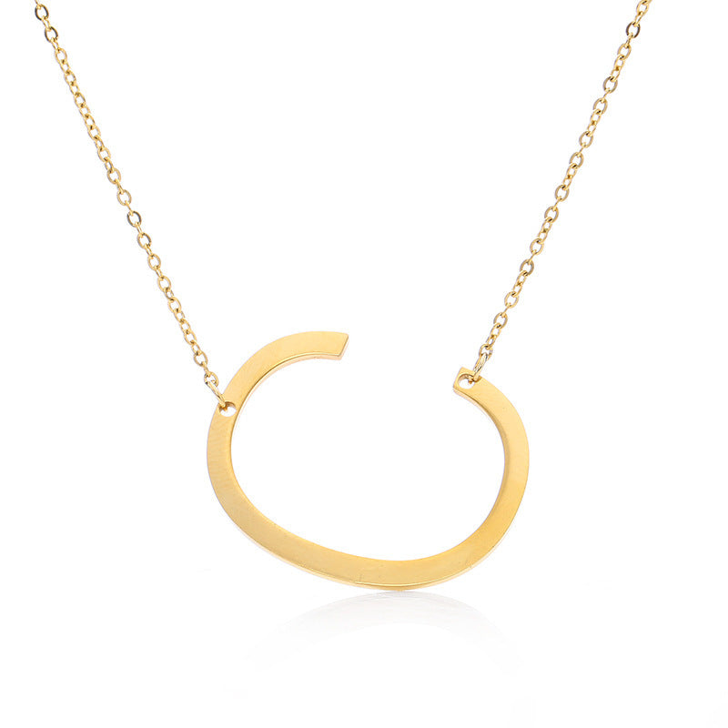 Stainless Steel Initial Letter Pendant Necklace