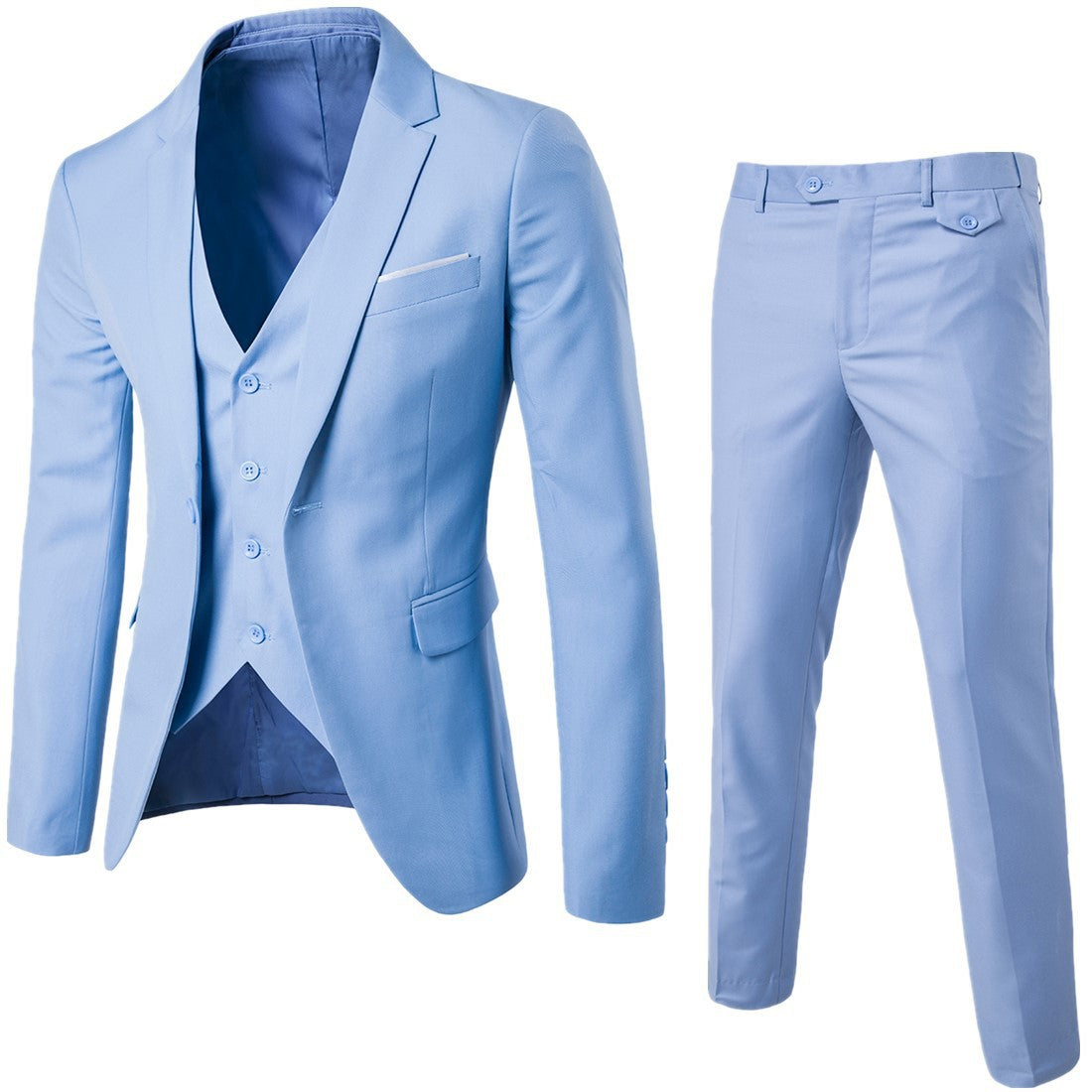 Men's Casual Business Suit Cotton Blend Fabric