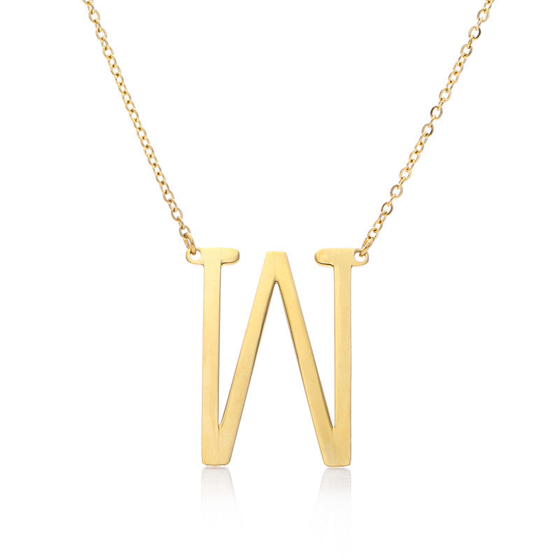 Stainless Steel Initial Letter Pendant Necklace