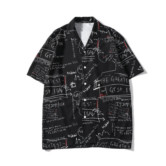 Men's Coastal Letter Graphic Beach Shirt