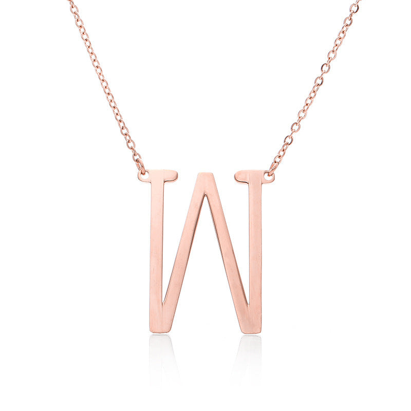 Stainless Steel Initial Letter Pendant Necklace