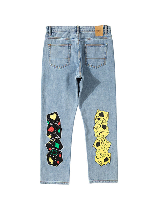 Dice & Cheese Graphic Relaxed Flare Jeans