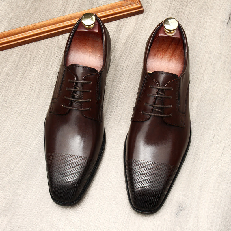 Cowhide Square-Toe Men's Leather Shoes
