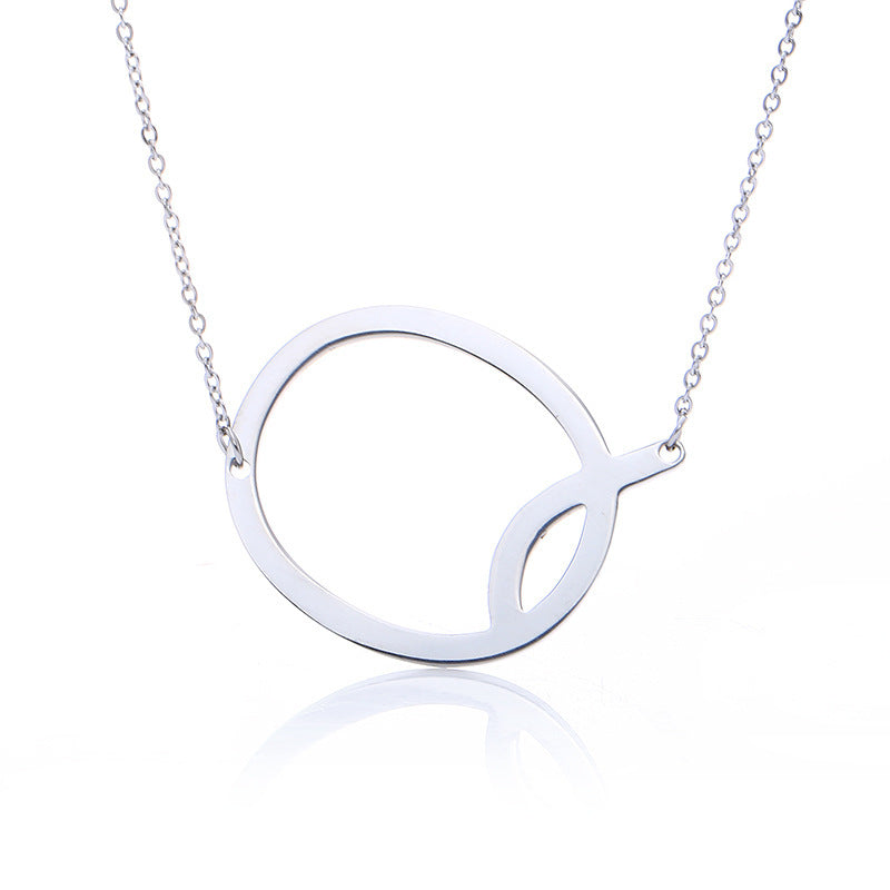 Stainless Steel Initial Letter Pendant Necklace