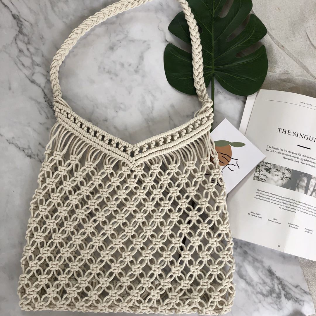 Ins Hollow Woven Cotton-Straw Bag
