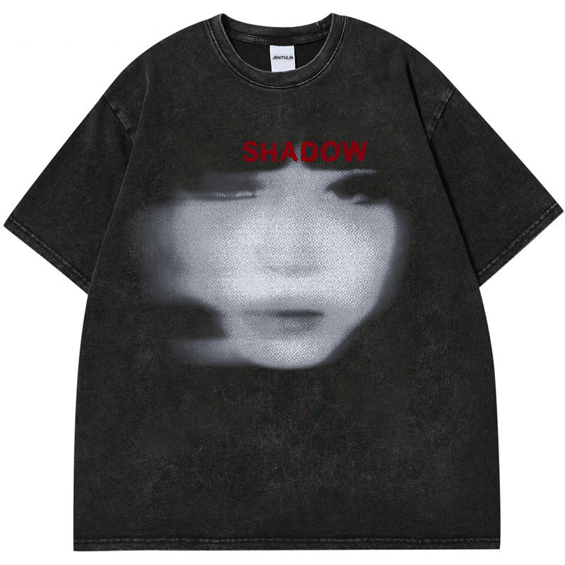 Men's Streetwear Washed Dark Cotton T-Shirt