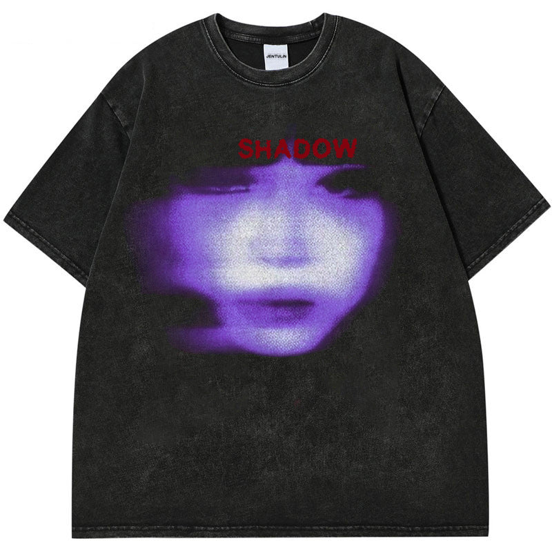 Men's Streetwear Washed Dark Cotton T-Shirt