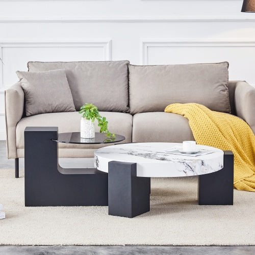 Modern Simple Double-Layer Round Coffee Table
