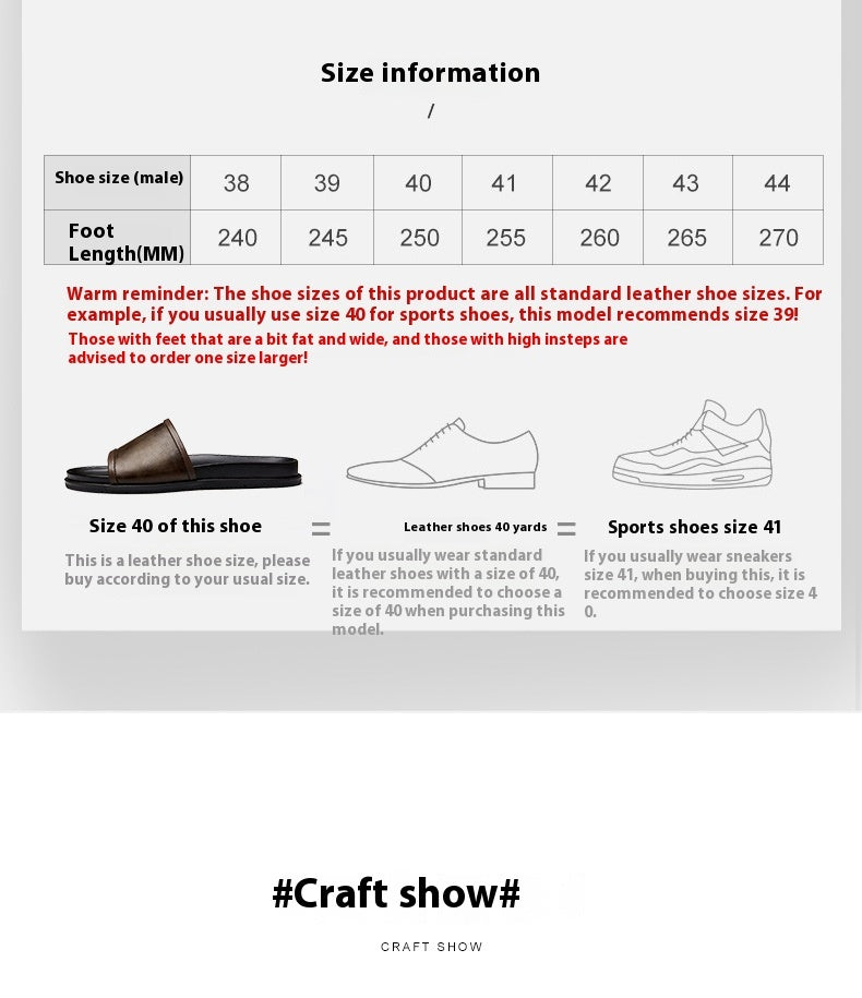 Genuine Leather Men's Summer Slippers Outdoor Non-slip