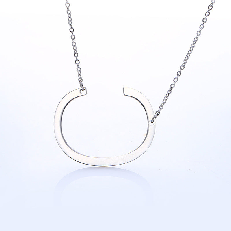 Stainless Steel Initial Letter Pendant Necklace