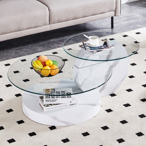 Modern and Practical Double-Layer Round Glass Tabletop.