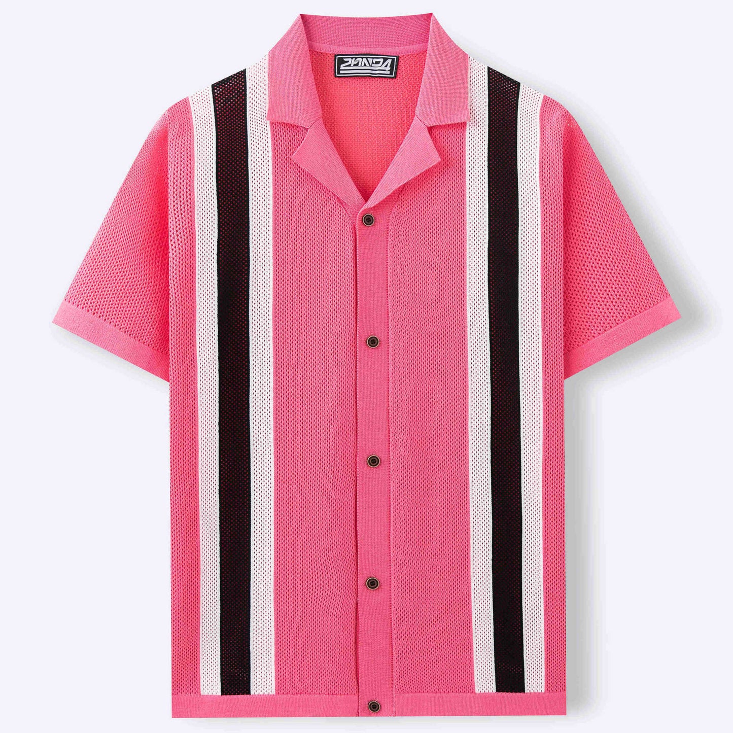 Cuban Collar Short Sleeve Knitted Cardigan