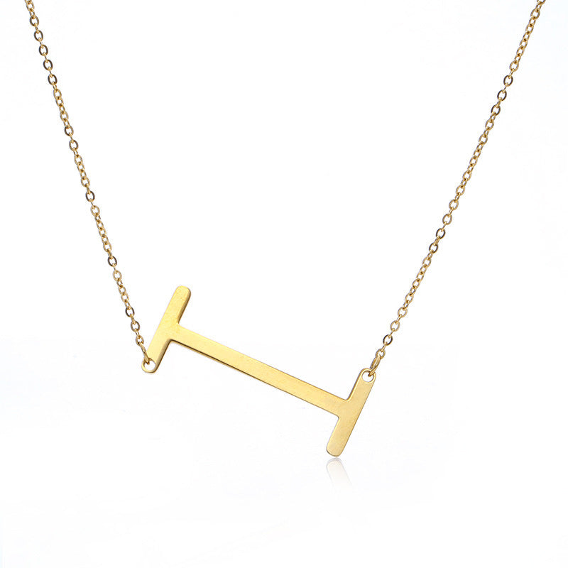 Stainless Steel Initial Letter Pendant Necklace