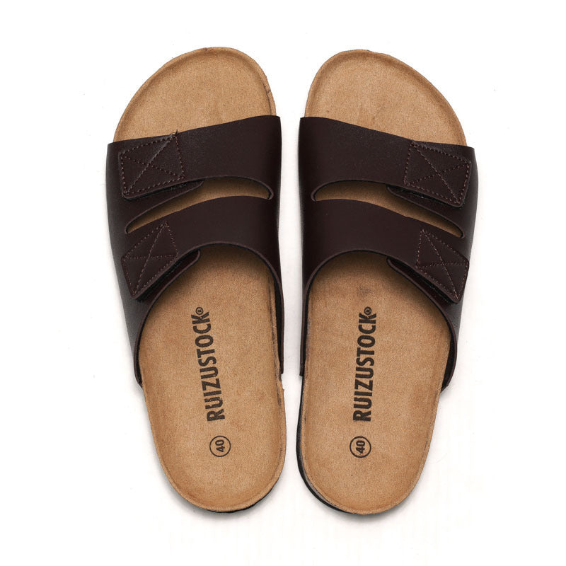Men's Velcro-Adjustable Cork Footbed Slippers