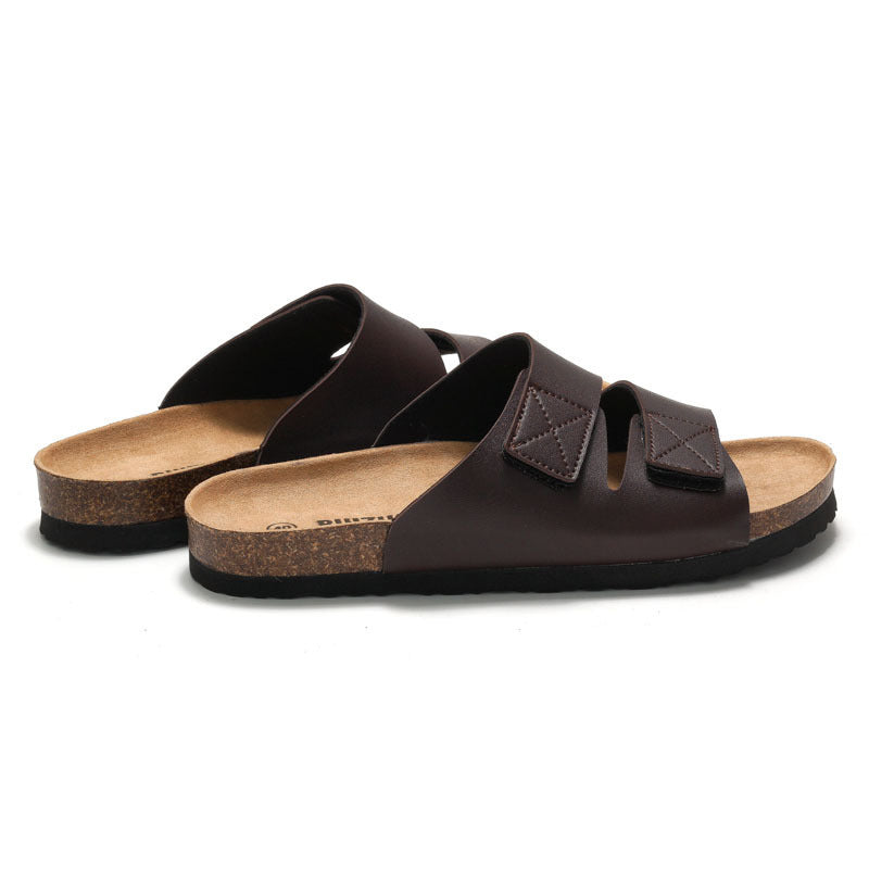 Men's Velcro-Adjustable Cork Footbed Slippers