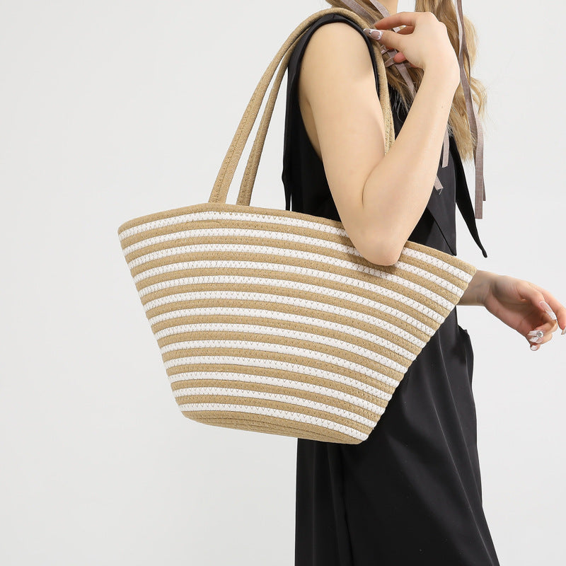 Spring Colorblock Straw Bag