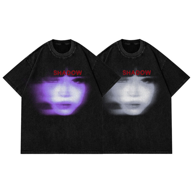 Men's Streetwear Washed Dark Cotton T-Shirt