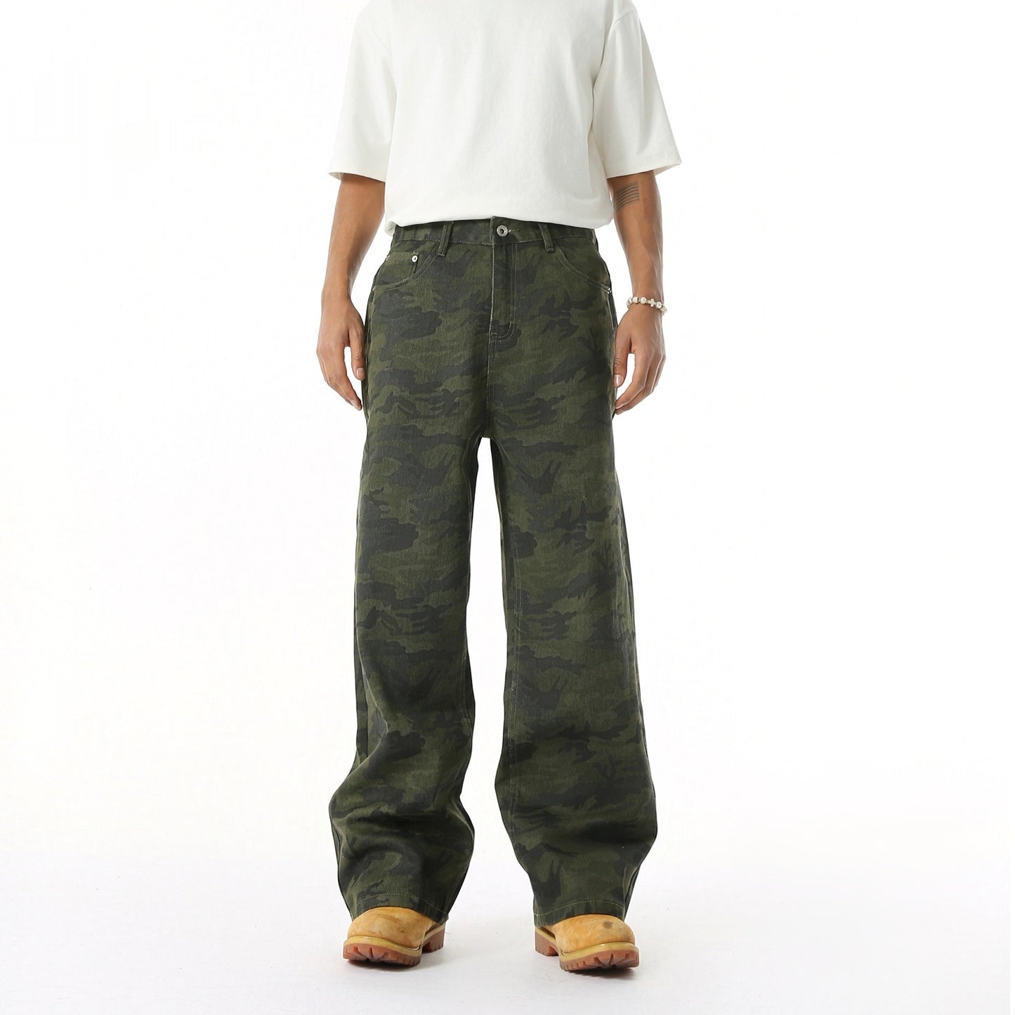 Camouflage Straight Washed Jeans