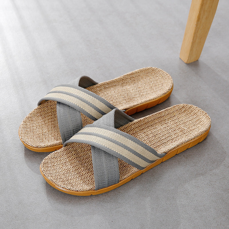 Unisex Linen Platform Indoor Slippers with Non-Slip, Odor-Resistance Design