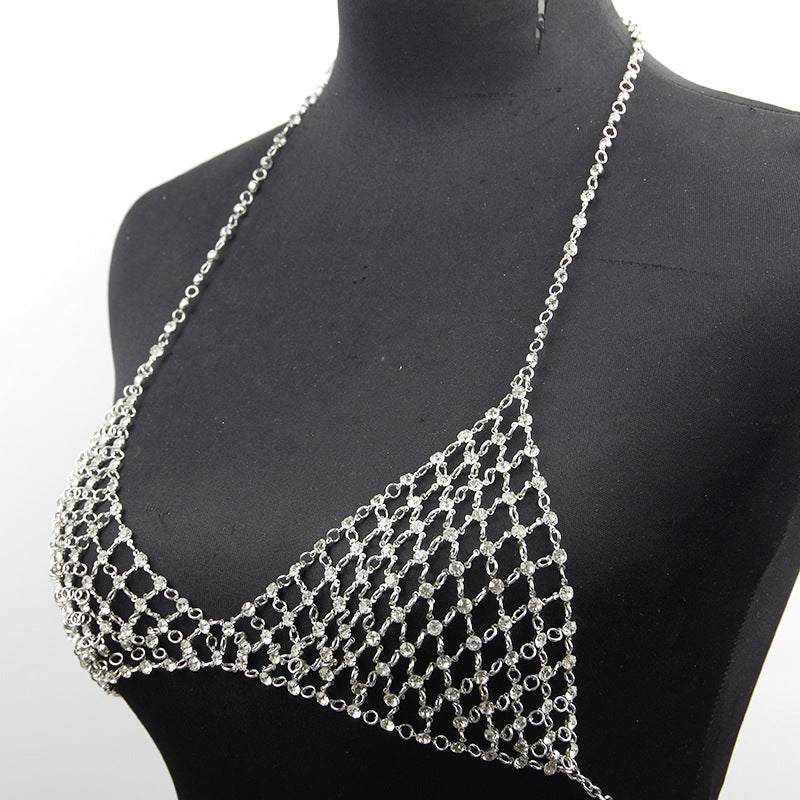 Nightclub Casual Body Chains with Faux Diamond Chest Necklace
