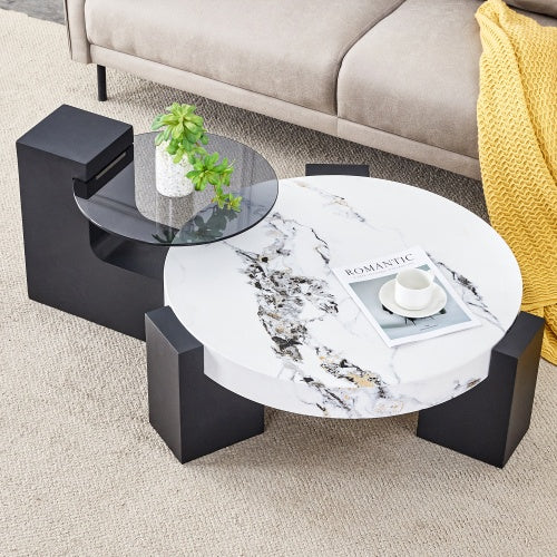 Modern Simple Double-Layer Round Coffee Table