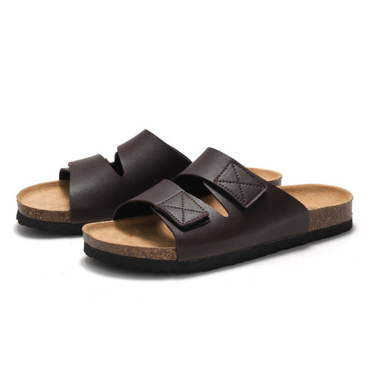 Men's Velcro-Adjustable Cork Footbed Slippers