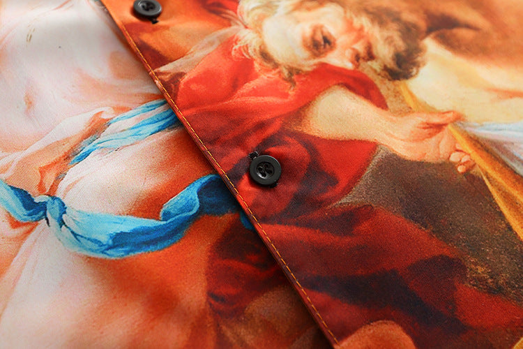 Oil-Painted Art Full-Print Casual Shirt Men