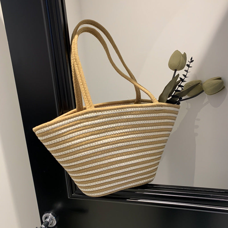 Spring Colorblock Straw Bag