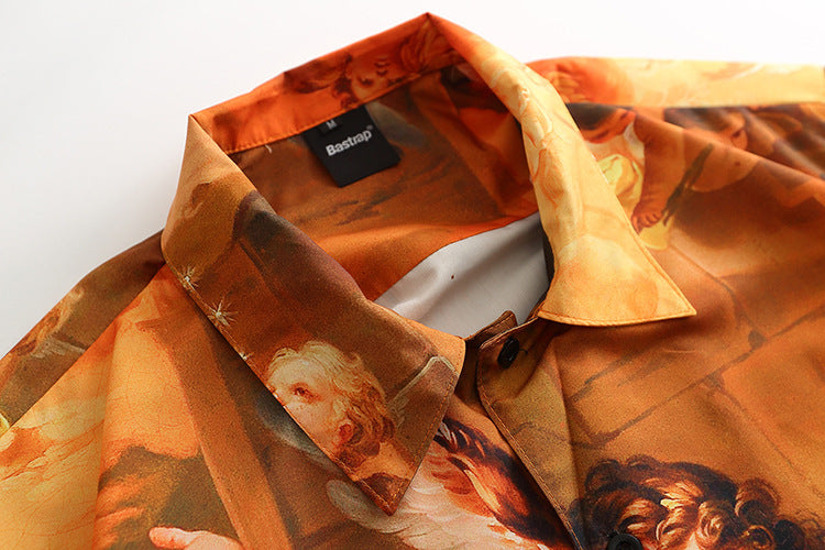 Oil-Painted Art Full-Print Casual Shirt Men
