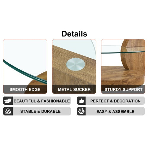 Modern and Practical Double-Layer Round Glass Tabletop.