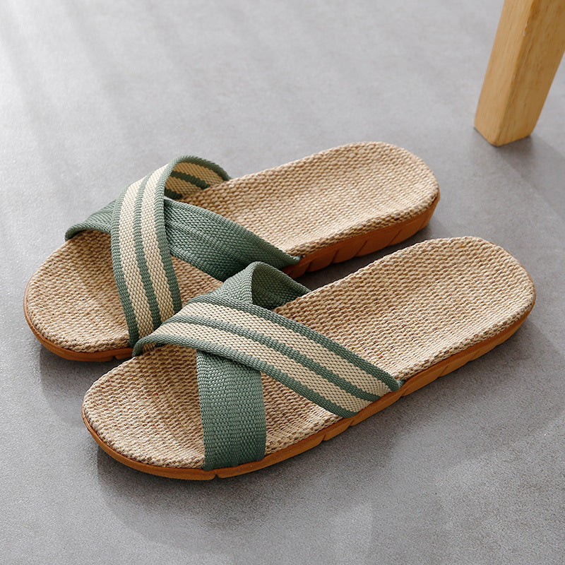 Unisex Linen Platform Indoor Slippers with Non-Slip, Odor-Resistance Design