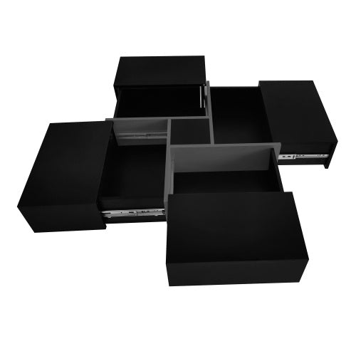 Unique Coffee Table With 4 Hidden Storage Compartments (Black)