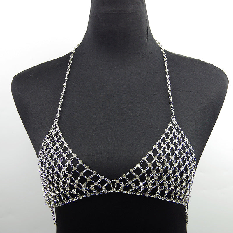 Nightclub Casual Body Chains with Faux Diamond Chest Necklace