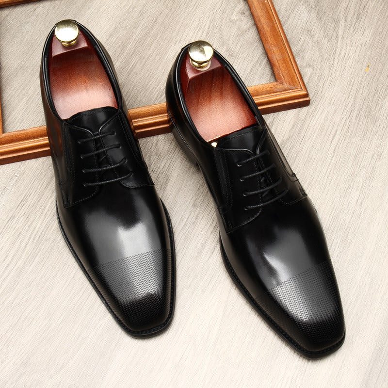 Cowhide Square-Toe Men's Leather Shoes