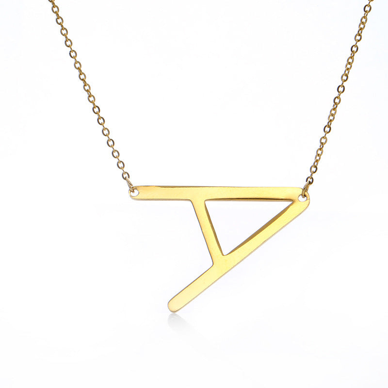Stainless Steel Initial Letter Pendant Necklace