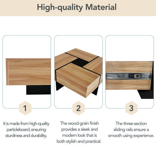 Unique Coffee Table With 4 Hidden Storage Compartments