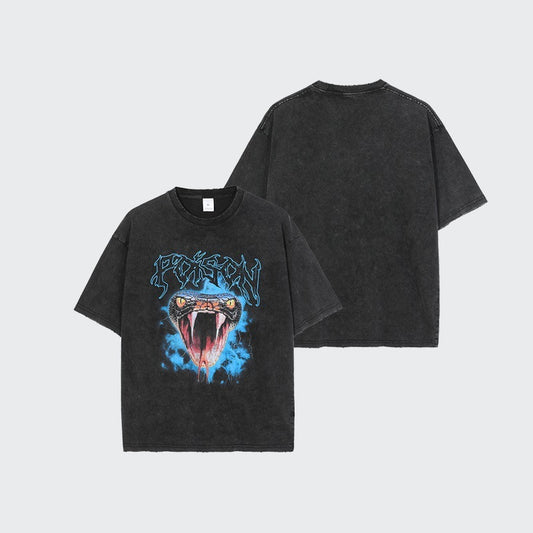 Men's Distressed Vintage Serpent Skull Graphic Tee