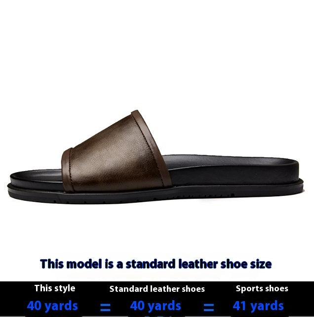 Genuine Leather Men's Summer Slippers Outdoor Non-slip