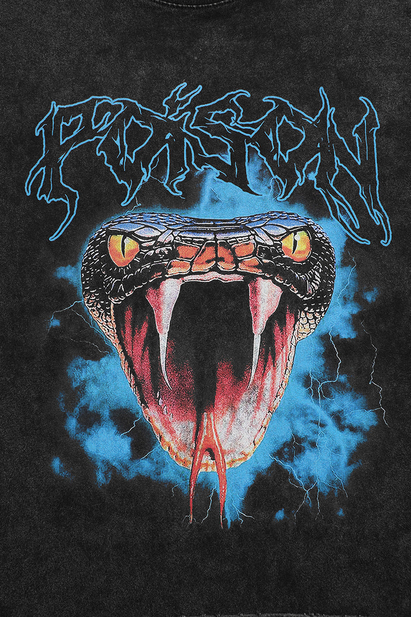 Men's Distressed Vintage Serpent Skull Graphic Tee