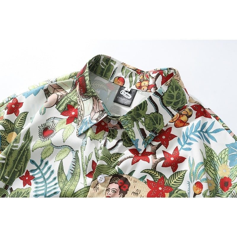 Men's Short Sleeve Hawaiian American Floral Shirt