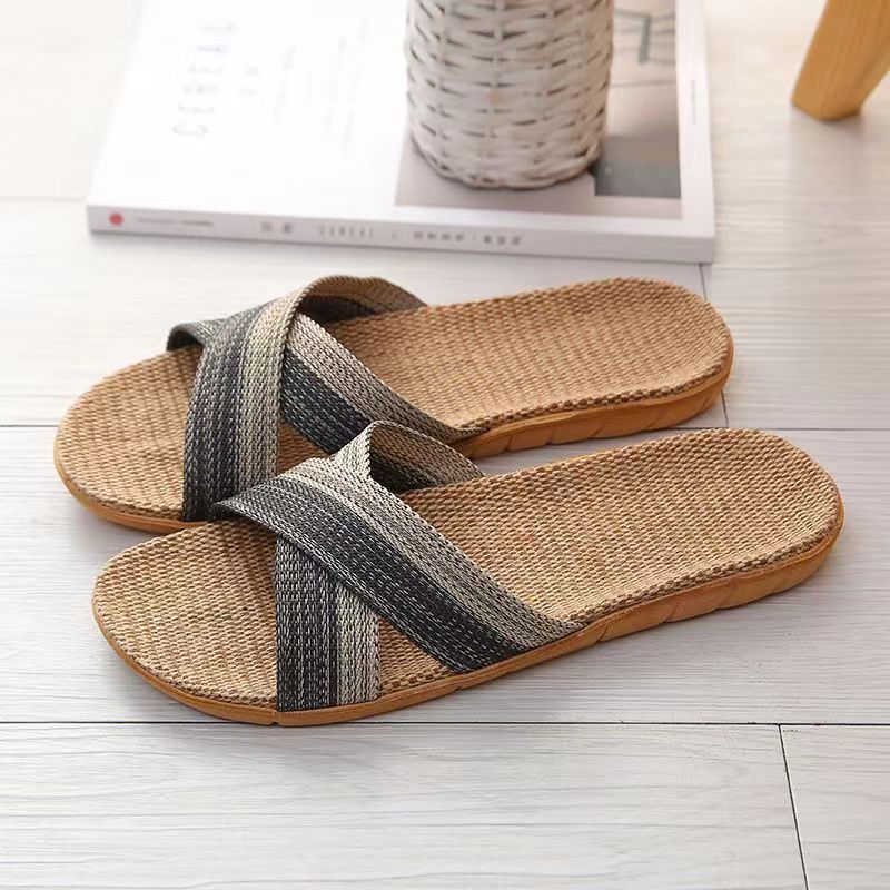 Unisex Linen Platform Indoor Slippers with Non-Slip, Odor-Resistance Design
